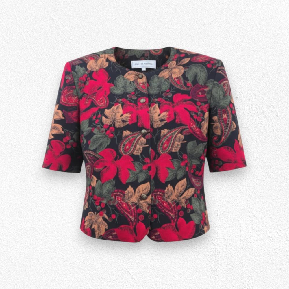 Vintage 1980s Norton McNaughton Floral Paisley Statement Jacket USA Size 14 NWT